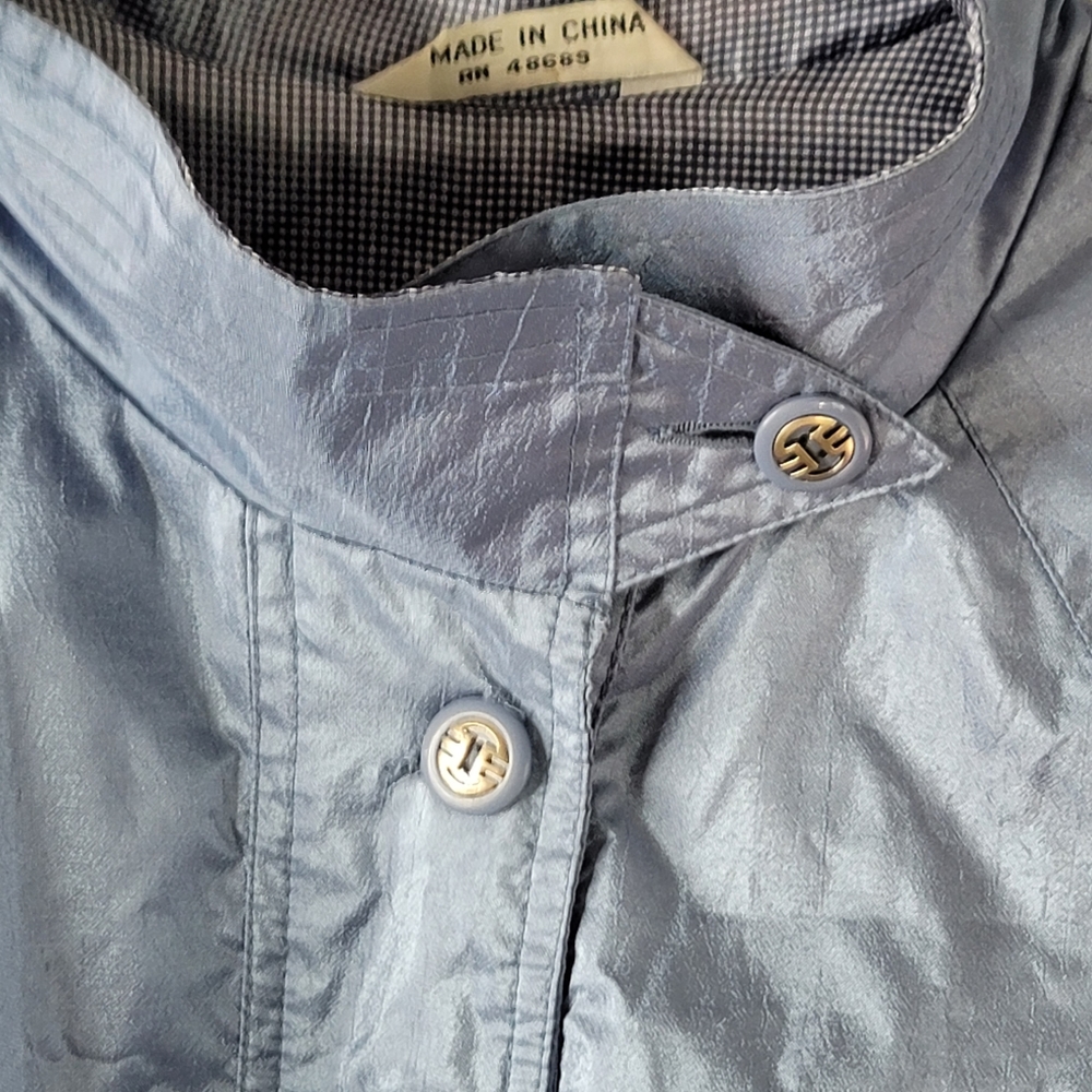 British Mist Full Length Light Blue Vintage Spring Rain Trench Coat Women's 3/4 - Picture 7 of 16